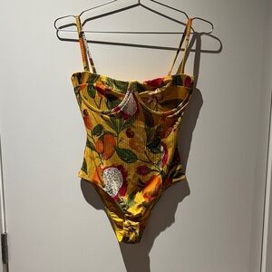 FARM Rio Yellow Bodysuit with Multicolor Accents